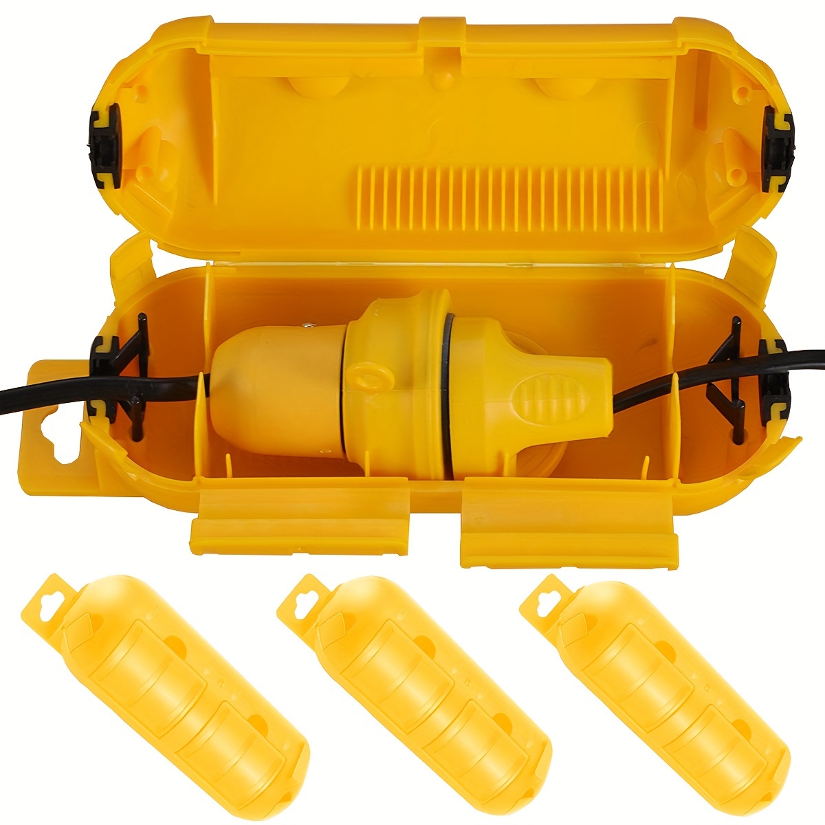 Outdoor Power Plug - Extension Yellow Cord Safety Cover with