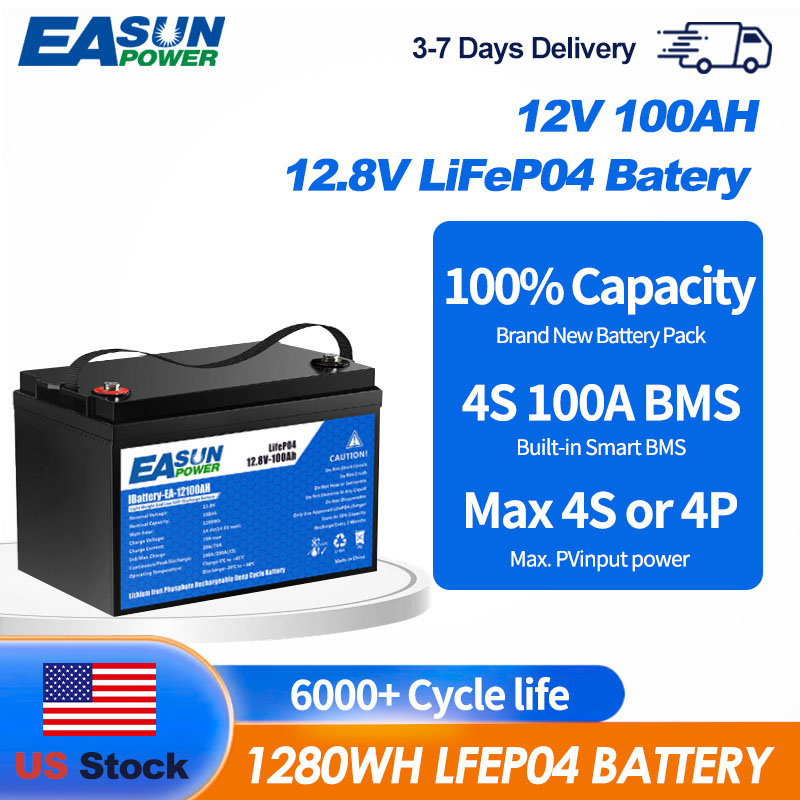 Outdoor Power Inverter - EASUN POWER 12V 100Ah LiFePO4 Battery