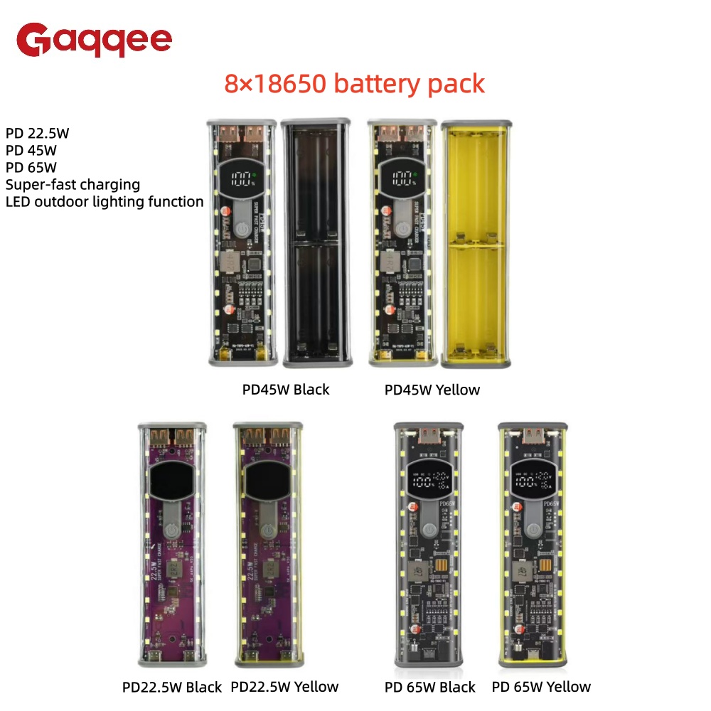 Outdoor Power Pack - 8×18650 Battery Case, PD 22.5W/45W/65W Super-Fast