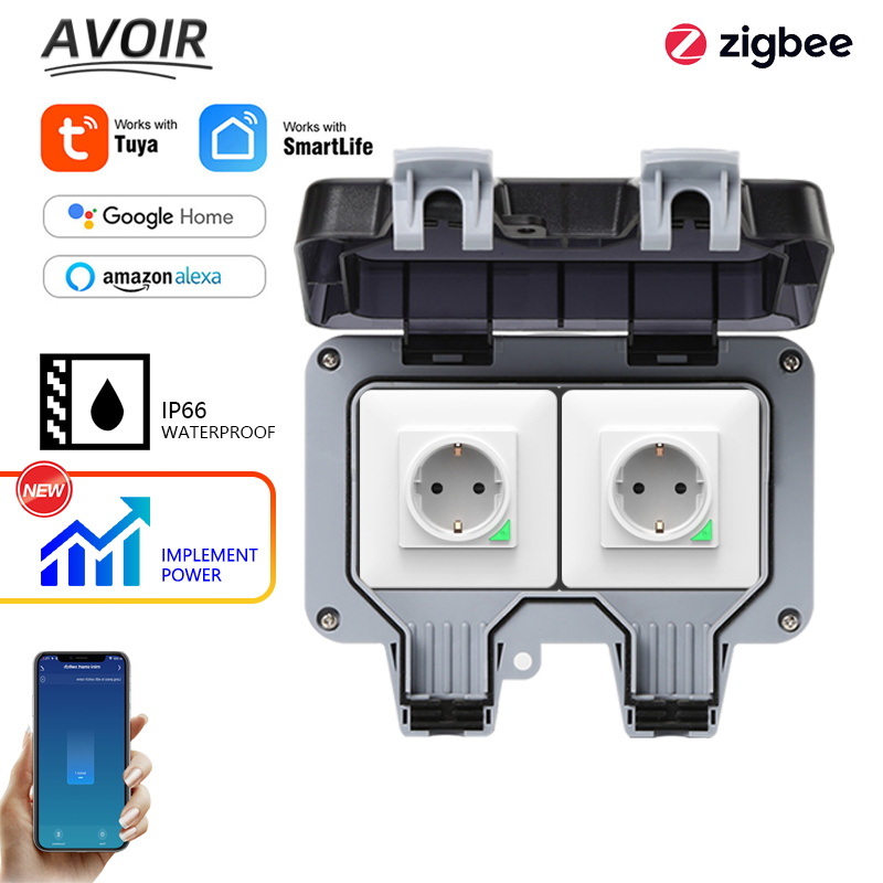 Outdoor Power With Timer - Avoir Tuya Zigbee Electrical Sockets IP66