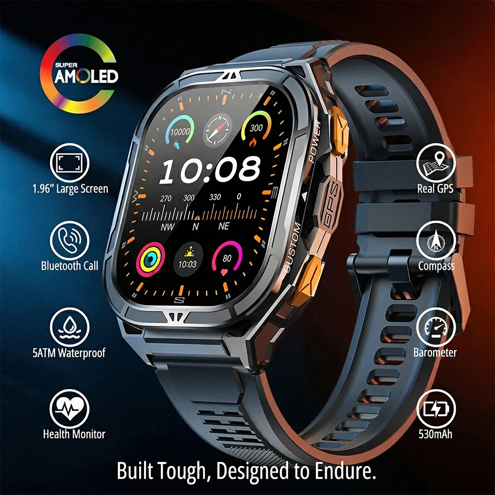 Outdoor Power Monitor - Luxury AMOLED Smartwatch Real GPS 5ATM