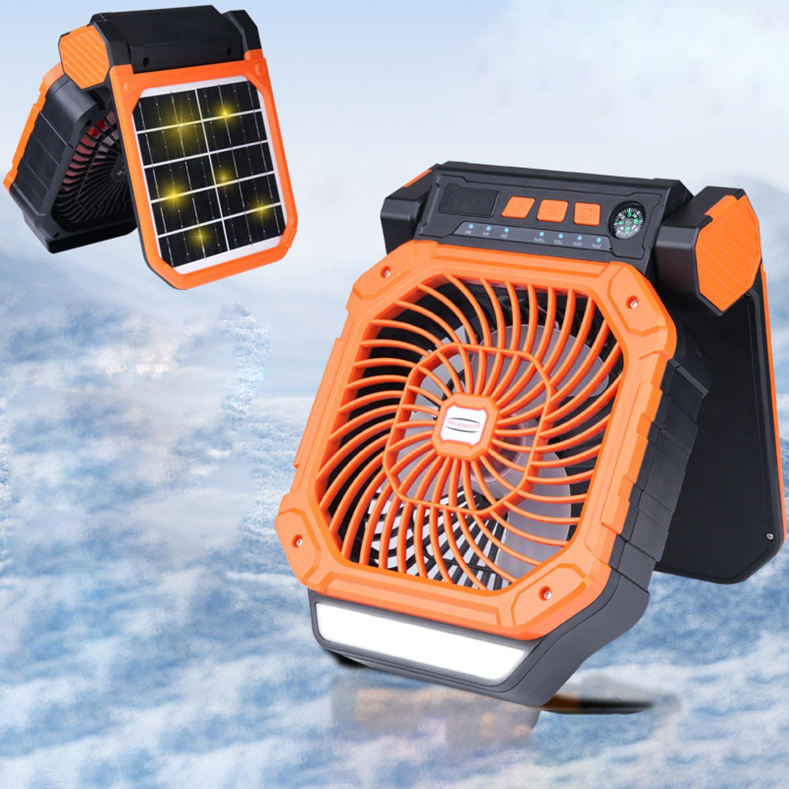 Outdoor Power With Timer - Solar-powered outdoor fan USB Charging Camping