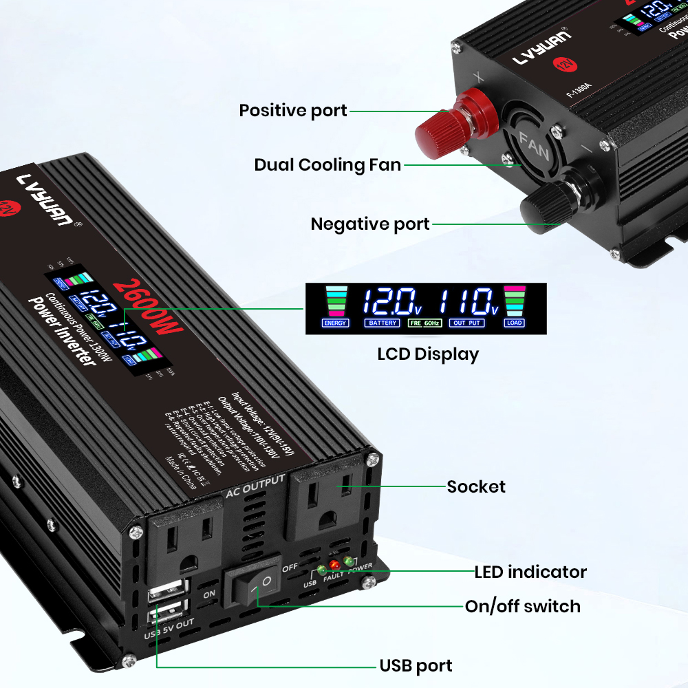 1500W 2000W 2600W Power Invert - Outdoor Power Inverter 评论和价格