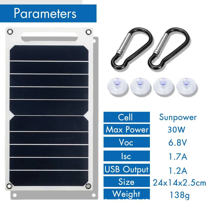 30W Foldable Solar Charger 5V  - Outdoor Power Distribution Panel 评论和价格