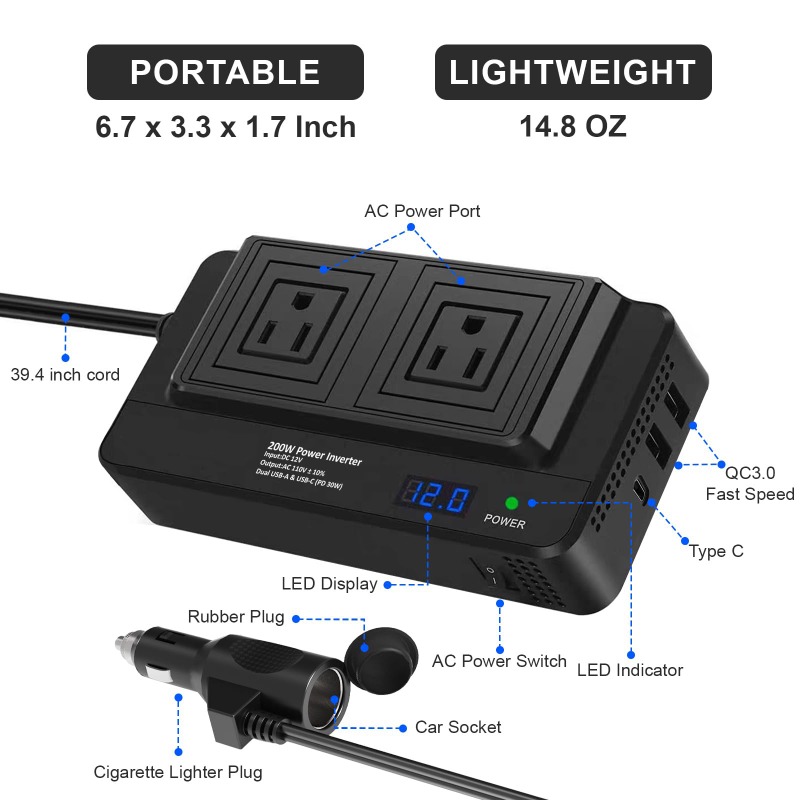 200W Car Inverter Power Conver - Outdoor Power Adapter Usb C 评论和价格