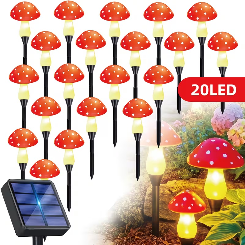 Solar-Powered LED Mushroom Lig - Outdoor Power For Wedding 评论和价格