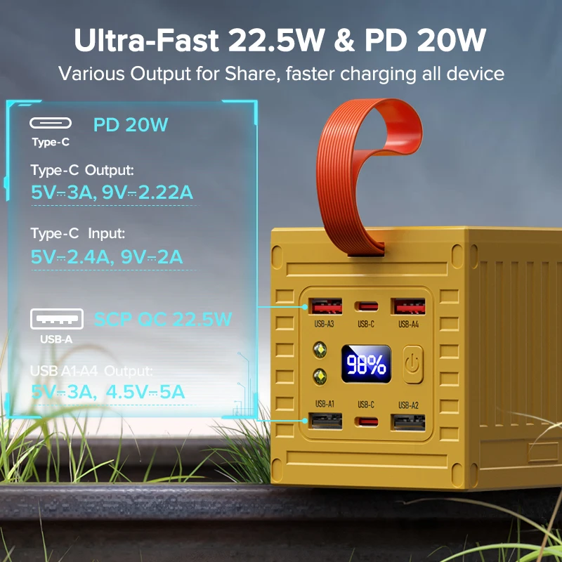QOOVI 60000mAh Power Bank 22.5 - Outdoor Power Adapter Usb C 评论和价格